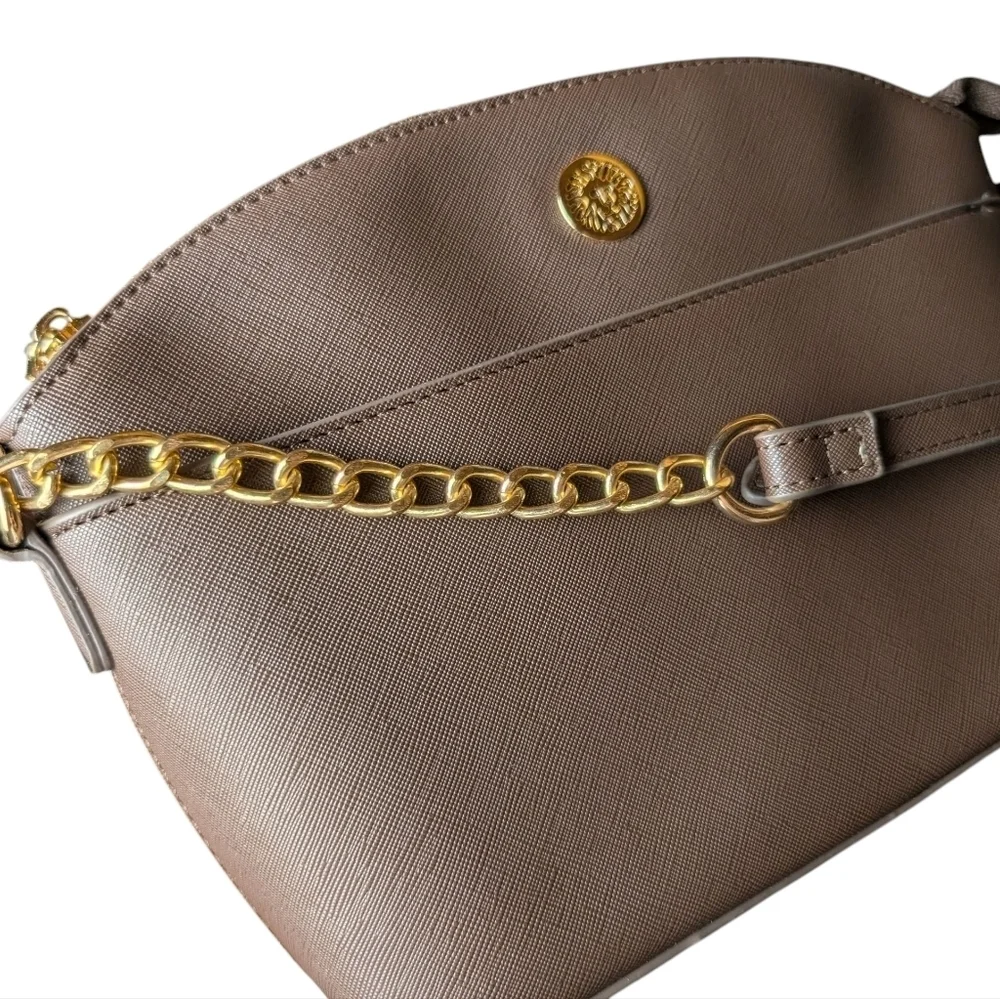 Anne Klein Brown Bag Set Purse Wallet Duo Gold Accents Chain New No Tags